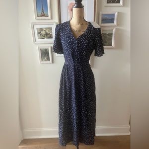 NWT & Other Stories flutter sleeve midi dress, size 6 in Blue Dots